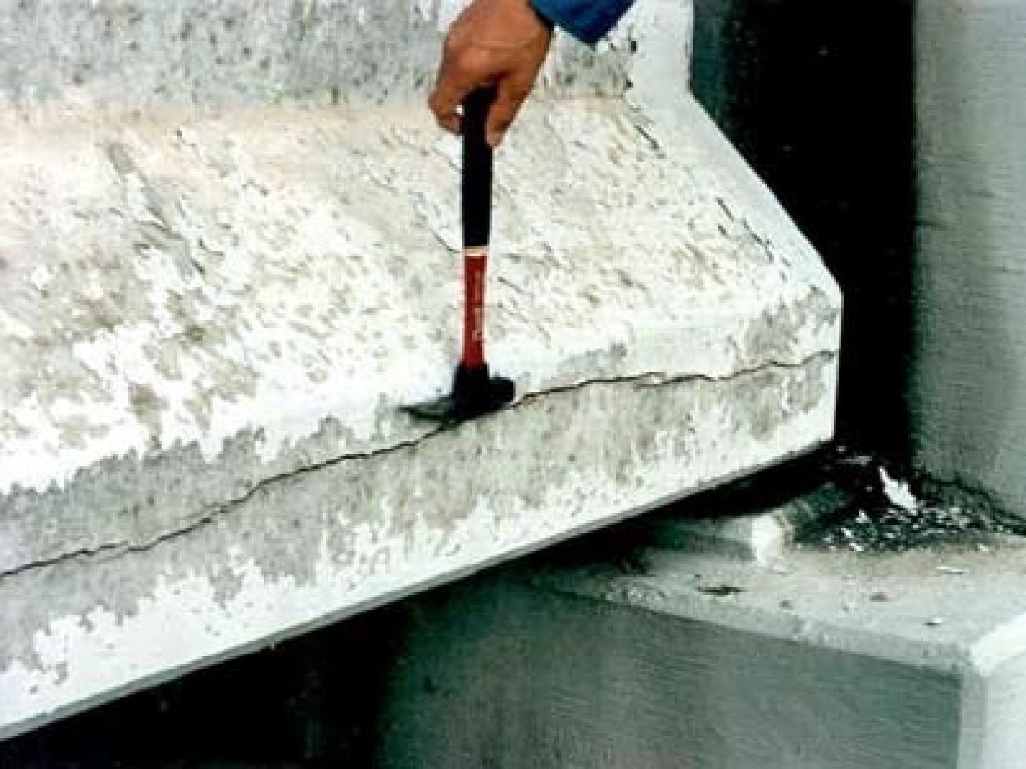 Crack in modern concrete structure due to Alkali-Silica Reaction