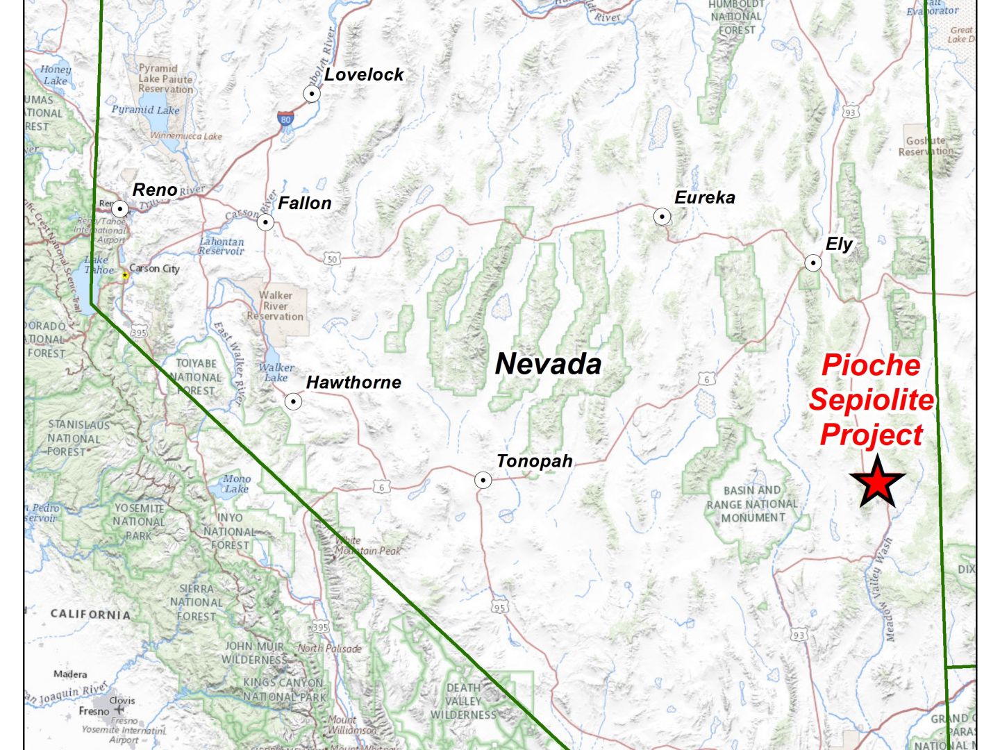 Pioche Location Map